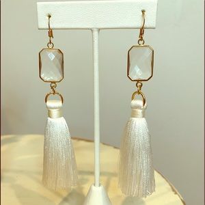 White Silk Tassel Earrings